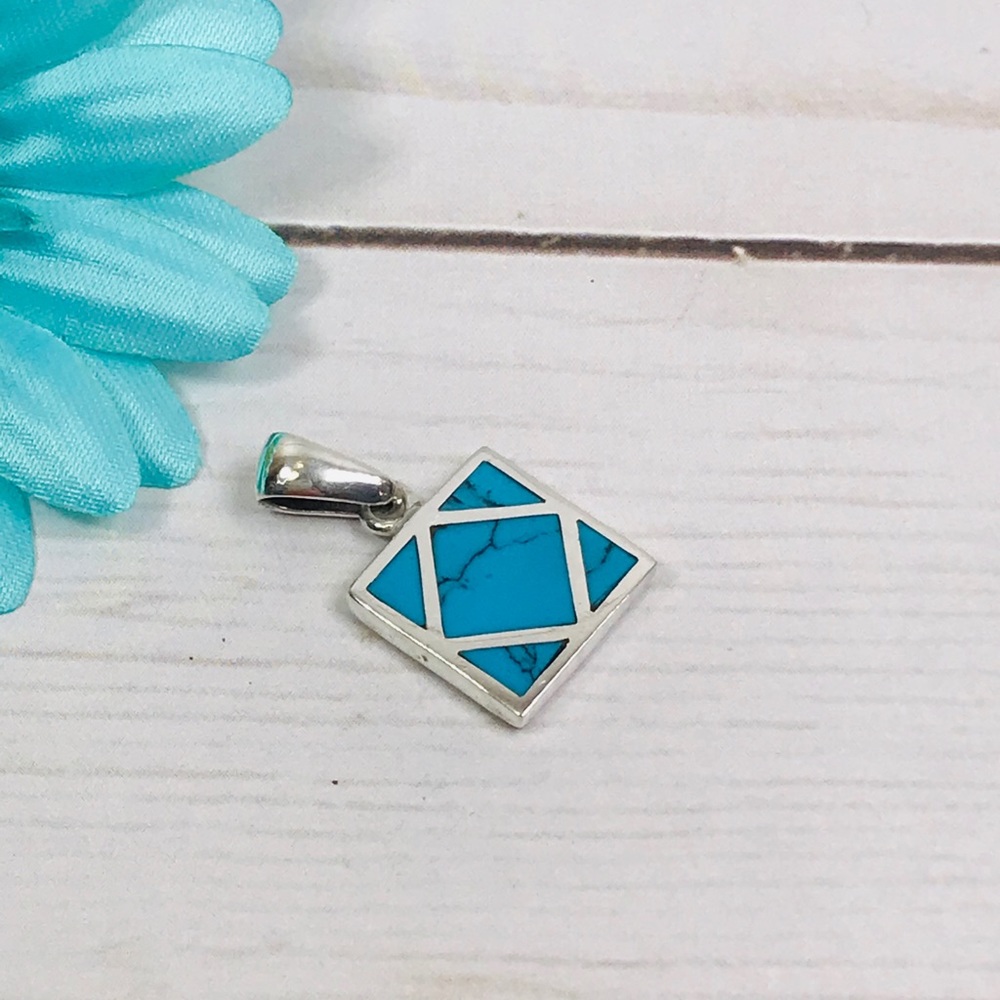 Sterling Silver Faux Turquoise Inlay Pendant